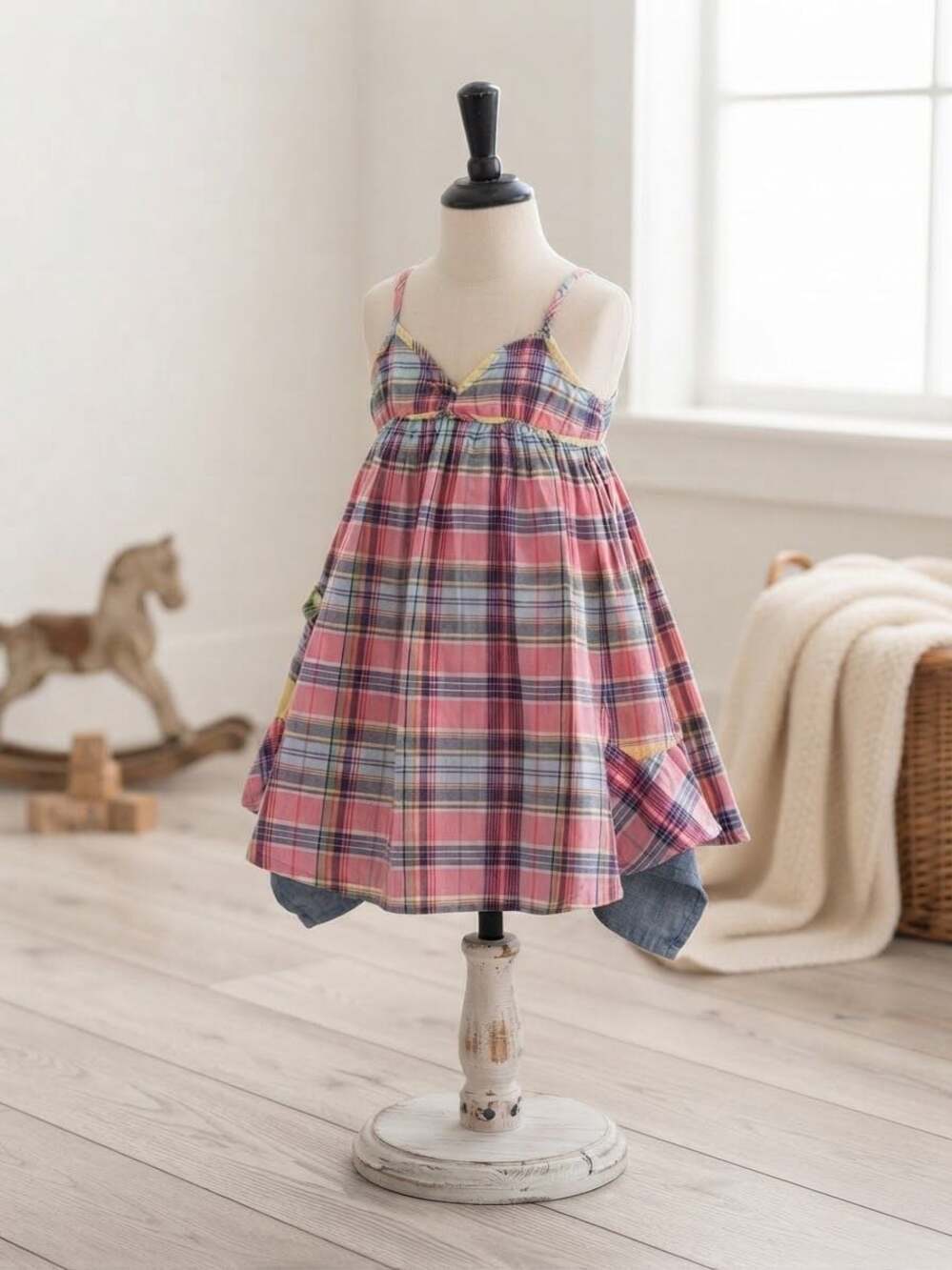 Ralph Lauren Girls Pink Plaid Cotton Sundress Size 14